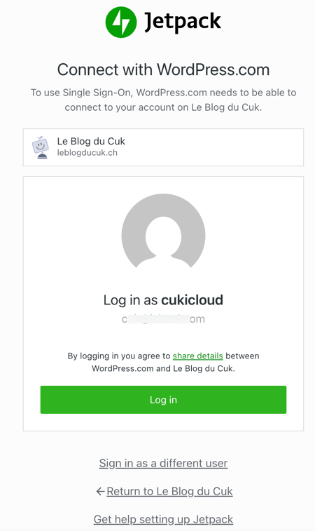 Connexion à WordPress avec Jetpack