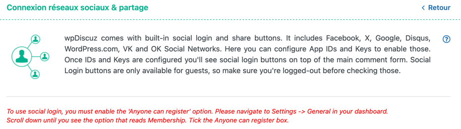 Connexion réseaux sociaux pour partage et commentaires.