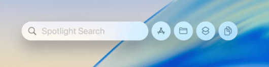 Barre de recherche MacOS et icônes applications.
