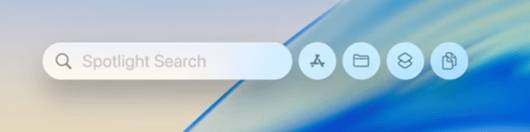 Barre de recherche MacOS et icônes applications.