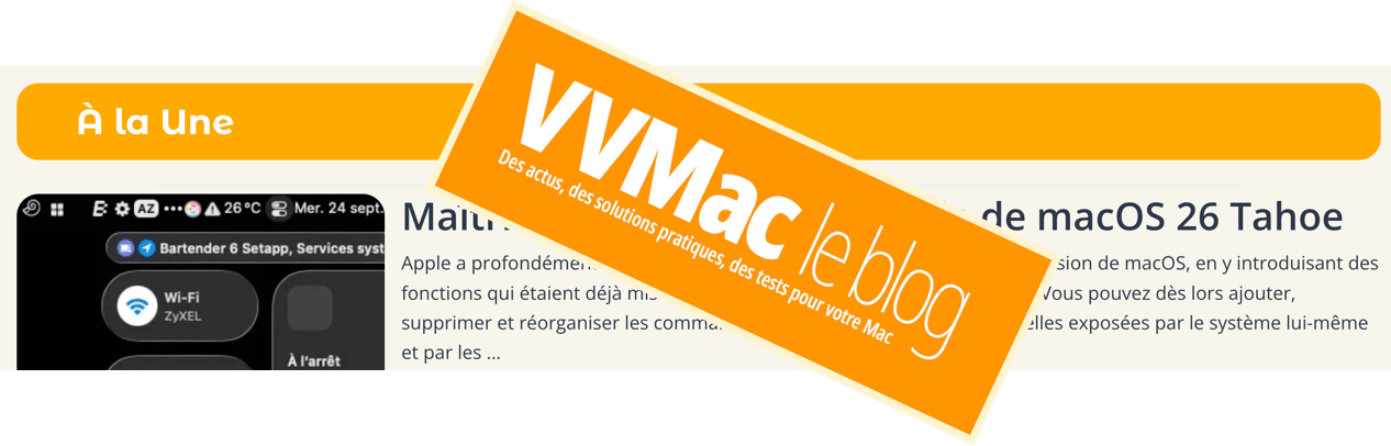 Bandeau VVMac Blog et article macOS Tahoe.