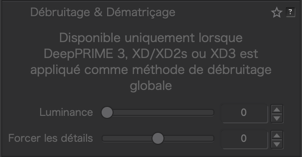 Options de réglage du débruitage d'image avancé.