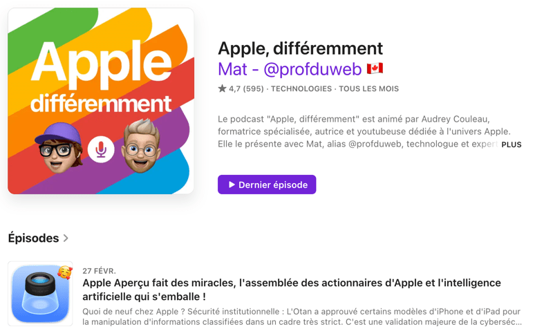 Visuel du podcast Apple différemment coloré
