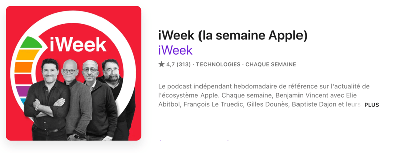 Logo iWeek avec quatre animateurs en noir et blanc
