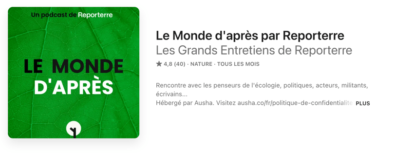 Pochette verte du podcast Le Monde d’Après