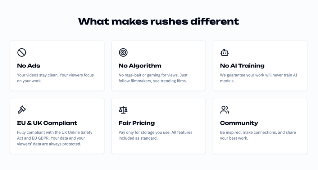 Présentation des avantages de la plateforme Rushes