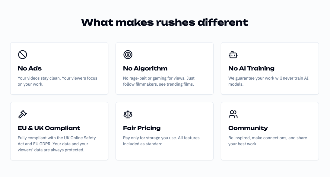 Présentation des avantages de la plateforme Rushes