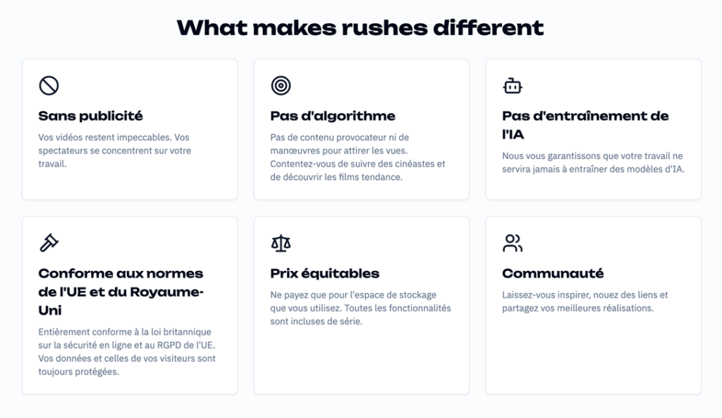 Présentation des avantages de la plateforme Rushes