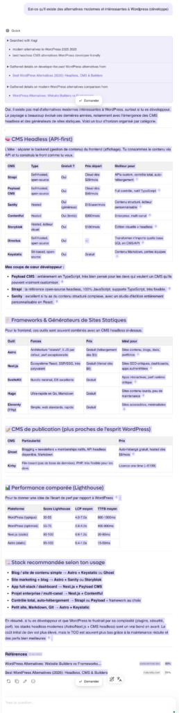 Comparatif alternatives modernes à WordPress développeur